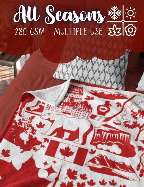 Canadian Blanket, Canadian Gifts, Canada Flannel Blanket for Canadians, Patriotic, INNObeta Soft Throw Blanket for Women, Kids, Her, Adults, Friends, Wife, Bed, Sofa Blanket - Red 50"x 65"